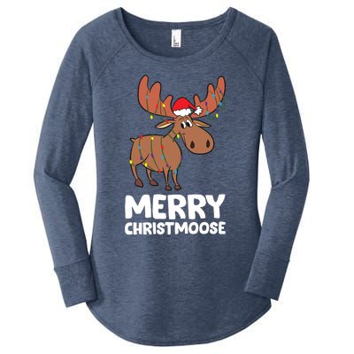 Merry Christmas Xmas Merry Christmoose Santa Hat Moose Gift Women's Perfect Tri Tunic Long Sleeve Shirt