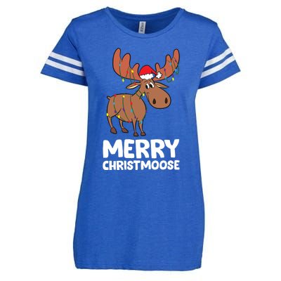 Merry Christmas Xmas Merry Christmoose Santa Hat Moose Gift Enza Ladies Jersey Football T-Shirt