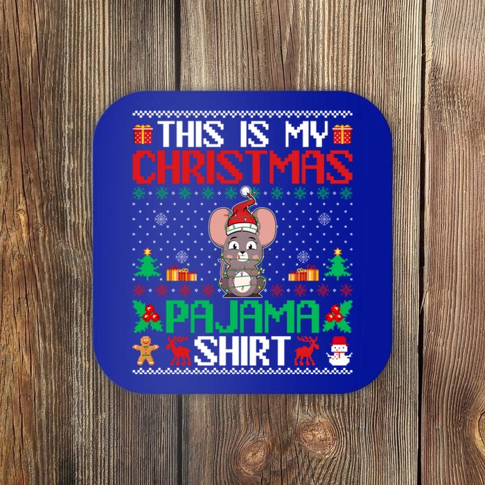 Mouse Christmas Xmas Pajama Gift Santa Hat Mouse Gift Coaster