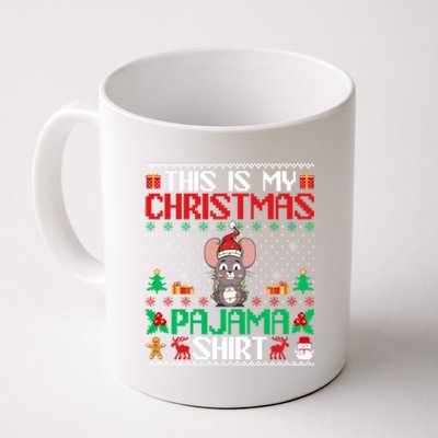 Mouse Christmas Xmas Pajama Gift Santa Hat Mouse Gift Coffee Mug