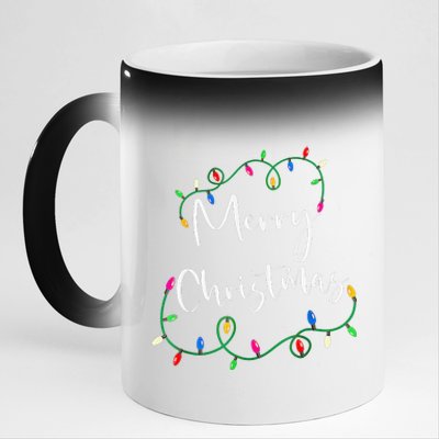 Merry Christmas Xmas Christmas Lights Family Holiday Gifts 11oz Black Color Changing Mug