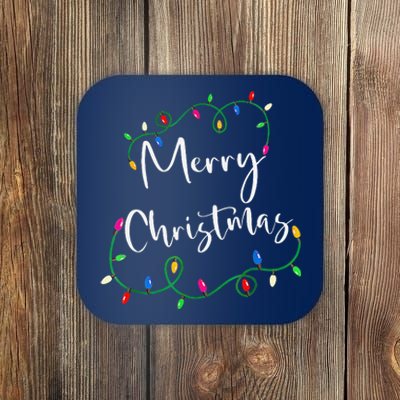 Merry Christmas Xmas Christmas Lights Family Holiday Gifts Coaster