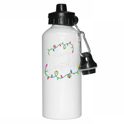 Merry Christmas Xmas Christmas Lights Family Holiday Gifts Aluminum Water Bottle