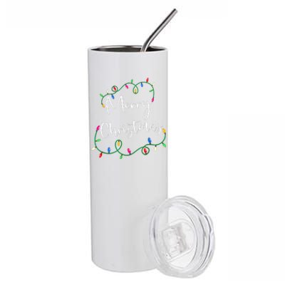 Merry Christmas Xmas Christmas Lights Family Holiday Gifts Stainless Steel Tumbler