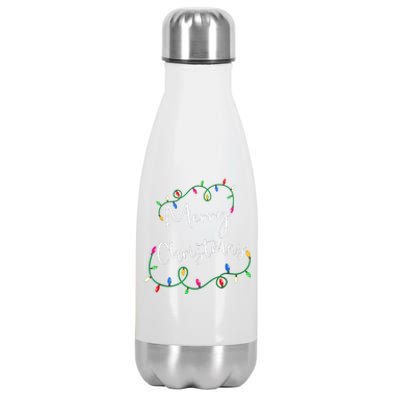 Merry Christmas Xmas Christmas Lights Family Holiday Gifts Stainless Steel Insulated Water Bottle