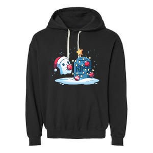 Merry Cryptmas XMas Booo Cryptmas Scary Garment-Dyed Fleece Hoodie