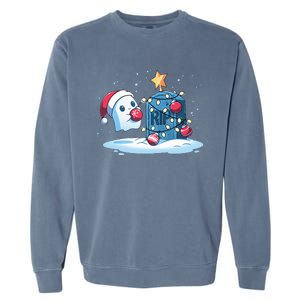 Merry Cryptmas XMas Booo Cryptmas Scary Garment-Dyed Sweatshirt