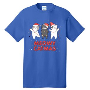 Meowy Catmas Xmas Novelty Cat Lover Christmas Lights Meaningful Gift Tall T-Shirt