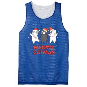 Meowy Catmas Xmas Novelty Cat Lover Christmas Lights Meaningful Gift Mesh Reversible Basketball Jersey Tank