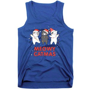 Meowy Catmas Xmas Novelty Cat Lover Christmas Lights Meaningful Gift Tank Top