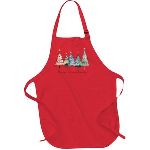 Merry Christmas Xmas Holiday Christmas Tree Xmas Full-Length Apron With Pockets