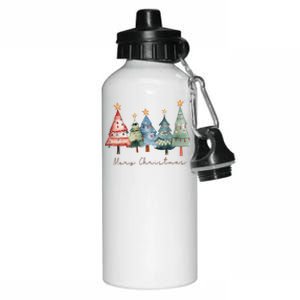 Merry Christmas Xmas Holiday Christmas Tree Xmas Aluminum Water Bottle