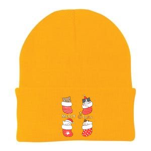 Merry Catmas Xmas Novelty Cat Lover Santa Stocking Meowy Gift Knit Cap Winter Beanie