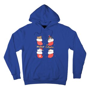 Merry Catmas Xmas Novelty Cat Lover Santa Stocking Meowy Gift Hoodie