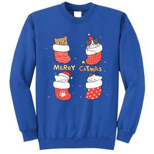 Merry Catmas Xmas Novelty Cat Lover Santa Stocking Meowy Gift Sweatshirt