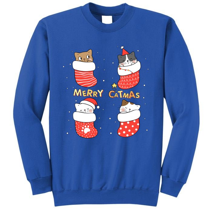 Merry Catmas Xmas Novelty Cat Lover Santa Stocking Meowy Gift Sweatshirt