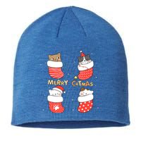 Merry Catmas Xmas Novelty Cat Lover Santa Stocking Meowy Gift Sustainable Beanie