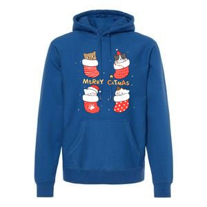 Merry Catmas Xmas Novelty Cat Lover Santa Stocking Meowy Gift Premium Hoodie