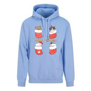 Merry Catmas Xmas Novelty Cat Lover Santa Stocking Meowy Gift Unisex Surf Hoodie