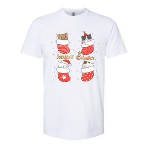 Merry Catmas Xmas Novelty Cat Lover Santa Stocking Meowy Gift Softstyle CVC T-Shirt