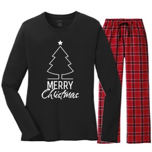 Merry Christmas Xmas Tree Women's Long Sleeve Flannel Pajama Set 