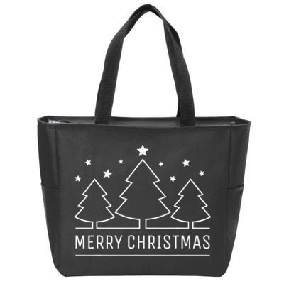 Merry Christmas Xmas Trees Zip Tote Bag