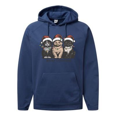 Meowy Christmas Xmas Cat Performance Fleece Hoodie