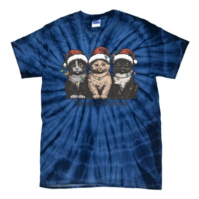 Meowy Christmas Xmas Cat Tie-Dye T-Shirt