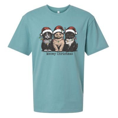 Meowy Christmas Xmas Cat Sueded Cloud Jersey T-Shirt