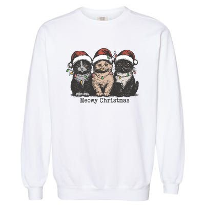 Meowy Christmas Xmas Cat Garment-Dyed Sweatshirt