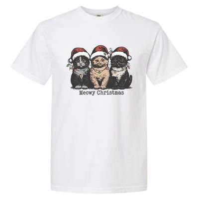 Meowy Christmas Xmas Cat Garment-Dyed Heavyweight T-Shirt