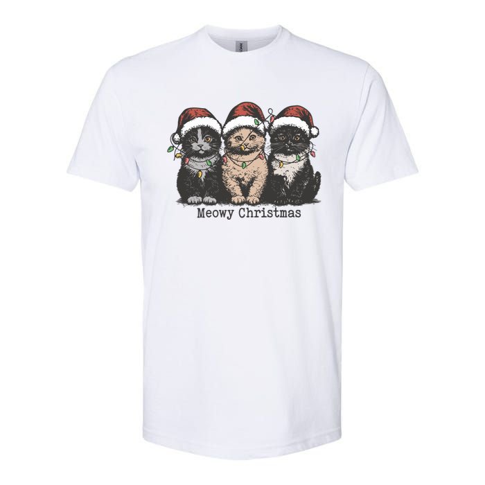 Meowy Christmas Xmas Cat Softstyle CVC T-Shirt