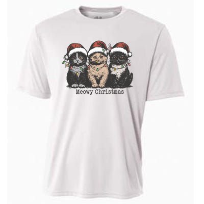 Meowy Christmas Xmas Cat Cooling Performance Crew T-Shirt