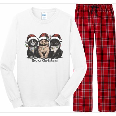 Meowy Christmas Xmas Cat Long Sleeve Pajama Set