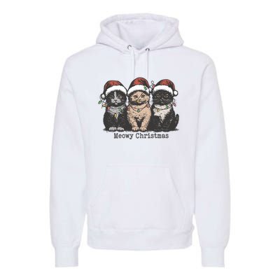 Meowy Christmas Xmas Cat Premium Hoodie