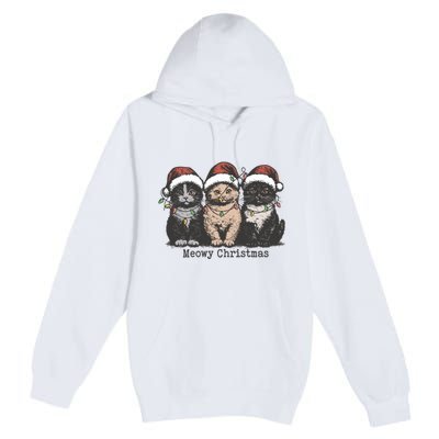 Meowy Christmas Xmas Cat Premium Pullover Hoodie