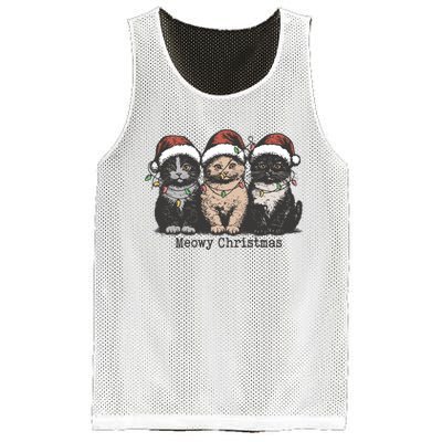 Meowy Christmas Xmas Cat Mesh Reversible Basketball Jersey Tank