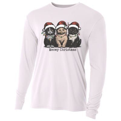 Meowy Christmas Xmas Cat Cooling Performance Long Sleeve Crew