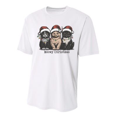 Meowy Christmas Xmas Cat Performance Sprint T-Shirt