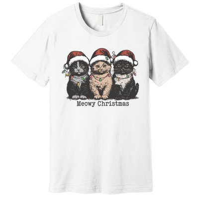 Meowy Christmas Xmas Cat Premium T-Shirt