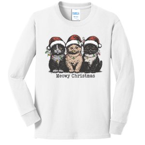 Meowy Christmas Xmas Cat Kids Long Sleeve Shirt