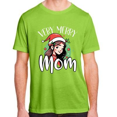 Mom Christmas Xmas Day Santa Mama Happy Holidays Mommy Great Gift Adult ChromaSoft Performance T-Shirt