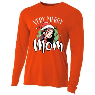 Mom Christmas Xmas Day Santa Mama Happy Holidays Mommy Great Gift Cooling Performance Long Sleeve Crew