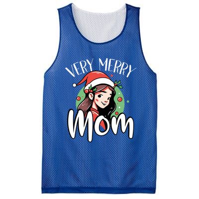 Mom Christmas Xmas Day Santa Mama Happy Holidays Mommy Great Gift Mesh Reversible Basketball Jersey Tank