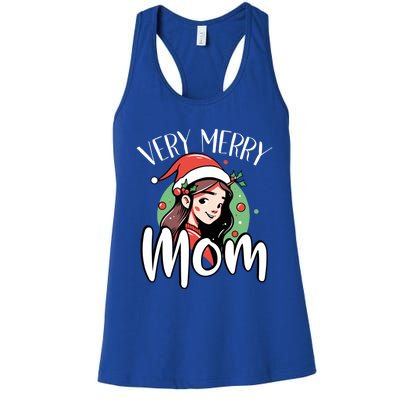 Mom Christmas Xmas Day Santa Mama Happy Holidays Mommy Great Gift Women's Racerback Tank