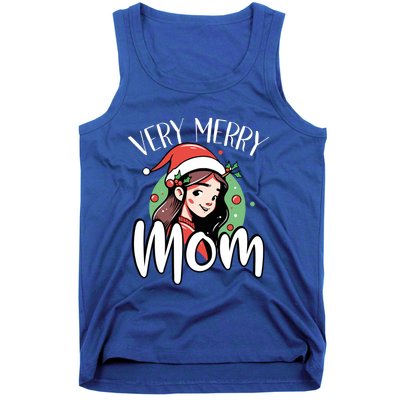 Mom Christmas Xmas Day Santa Mama Happy Holidays Mommy Great Gift Tank Top