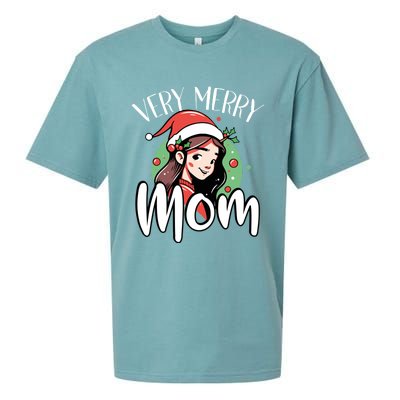 Mom Christmas Xmas Day Santa Mama Happy Holidays Mommy Great Gift Sueded Cloud Jersey T-Shirt