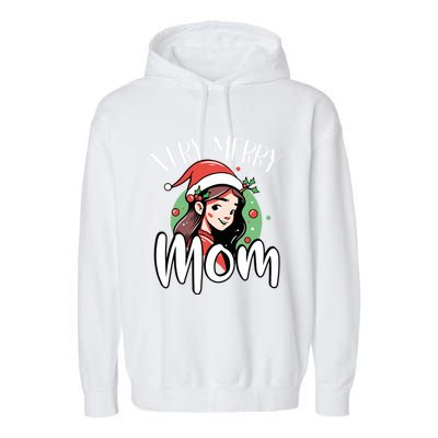 Mom Christmas Xmas Day Santa Mama Happy Holidays Mommy Great Gift Garment-Dyed Fleece Hoodie