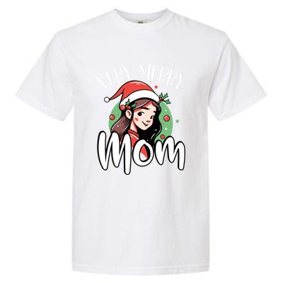 Mom Christmas Xmas Day Santa Mama Happy Holidays Mommy Great Gift Garment-Dyed Heavyweight T-Shirt