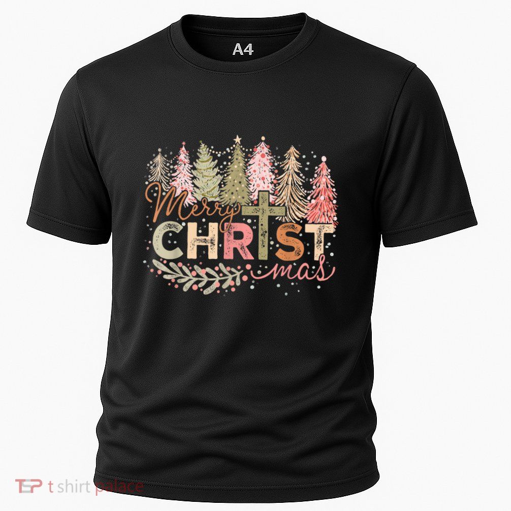 Merry Christmas Xmas Trees Christian Jesus Pajamas Holiday Gift Cooling Performance Crew T-Shirt